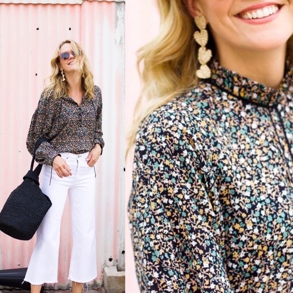 mirth Tops - Mirth Milan Blouse Handmade Edition Tunic Black Floral Size Medium NWT